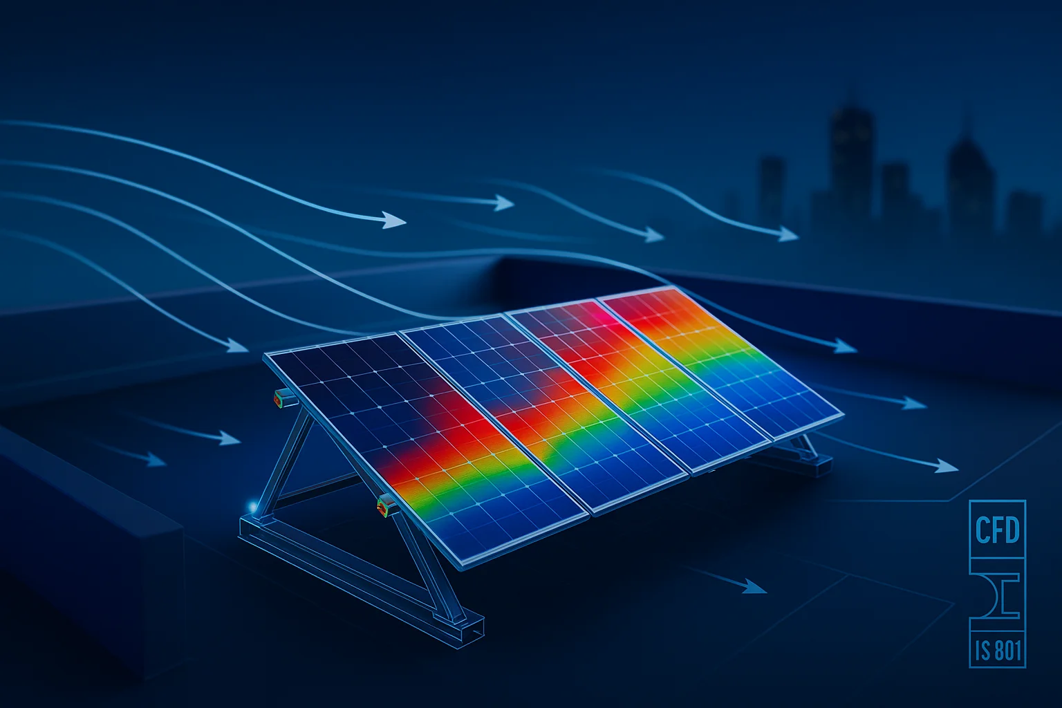 Rooftop Solar MMS: CFD-Driven Wind Loads & IS 801 Structural Checks